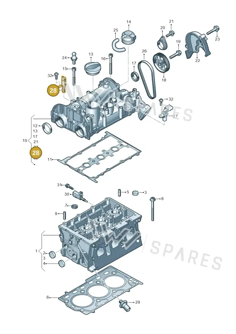 04E906455D — Audi A1 sportback 1.0 (2018-) diagram 803103250, position 28