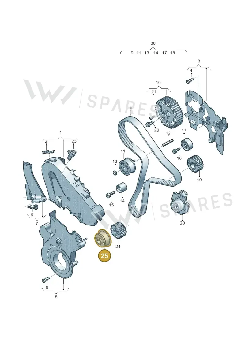 04L105215A — Audi A3 Sportback (2019-2021) diagram 596109090, position 25