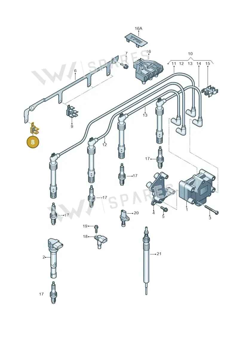 050905471 — Audi A3 Sportback (2008-2013) diagram 646905000, position 8