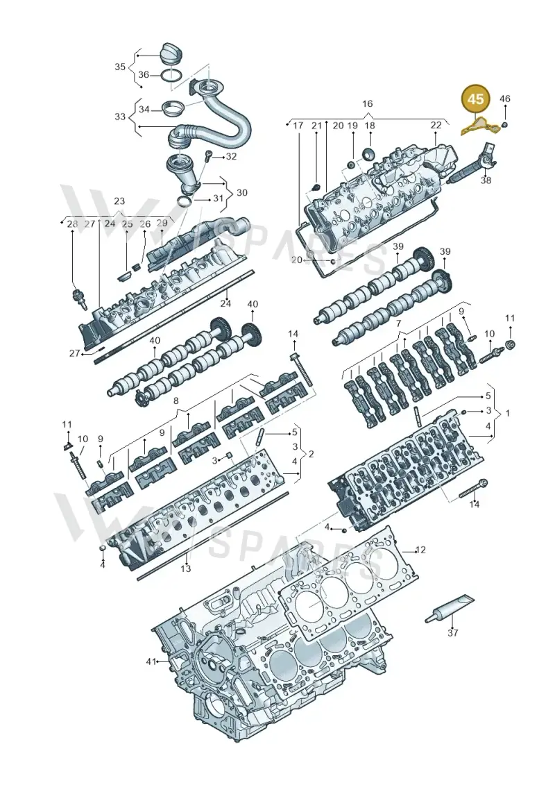 057103555F — Audi Q8 Quattro 3,0 (2018-) diagram 429103062, position 45