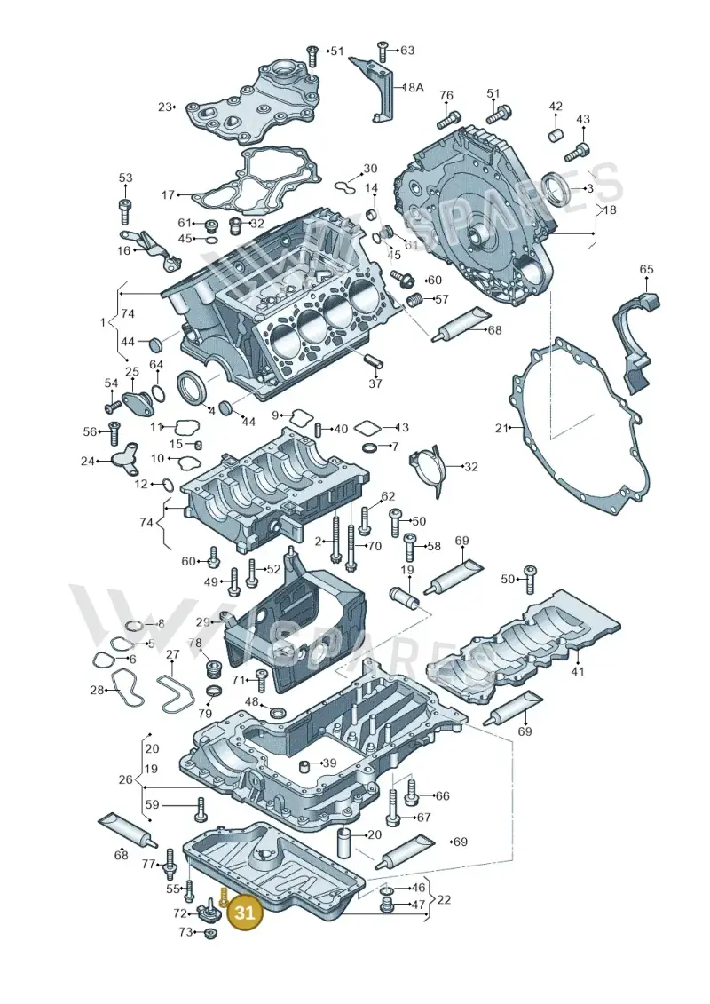 057103665 — Audi A8L qu. 3.0 TDI (2009-2014) diagram 473103000, position 31