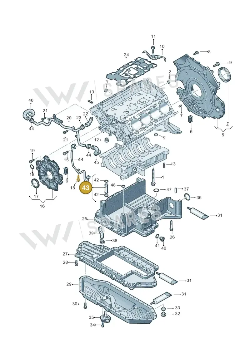 057103688A — Audi A8/S8/qu. lang    08> (2007-) diagram 291103060, position 43