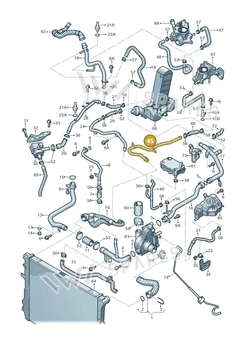 057121507H — Audi A8L qu. 3.0 TDI (2013-2018) diagram 696121190, position 45