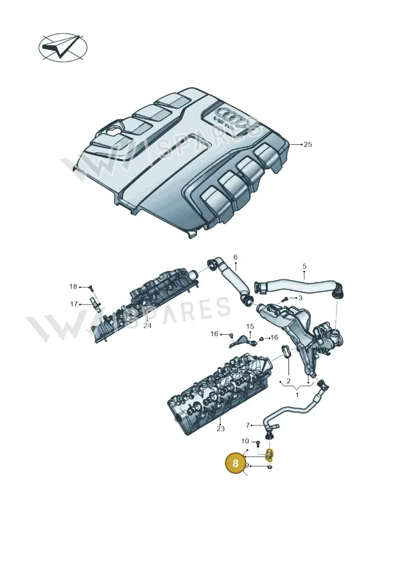 057409079E — Audi A8L (2017-2022) diagram 838103850, position 8
