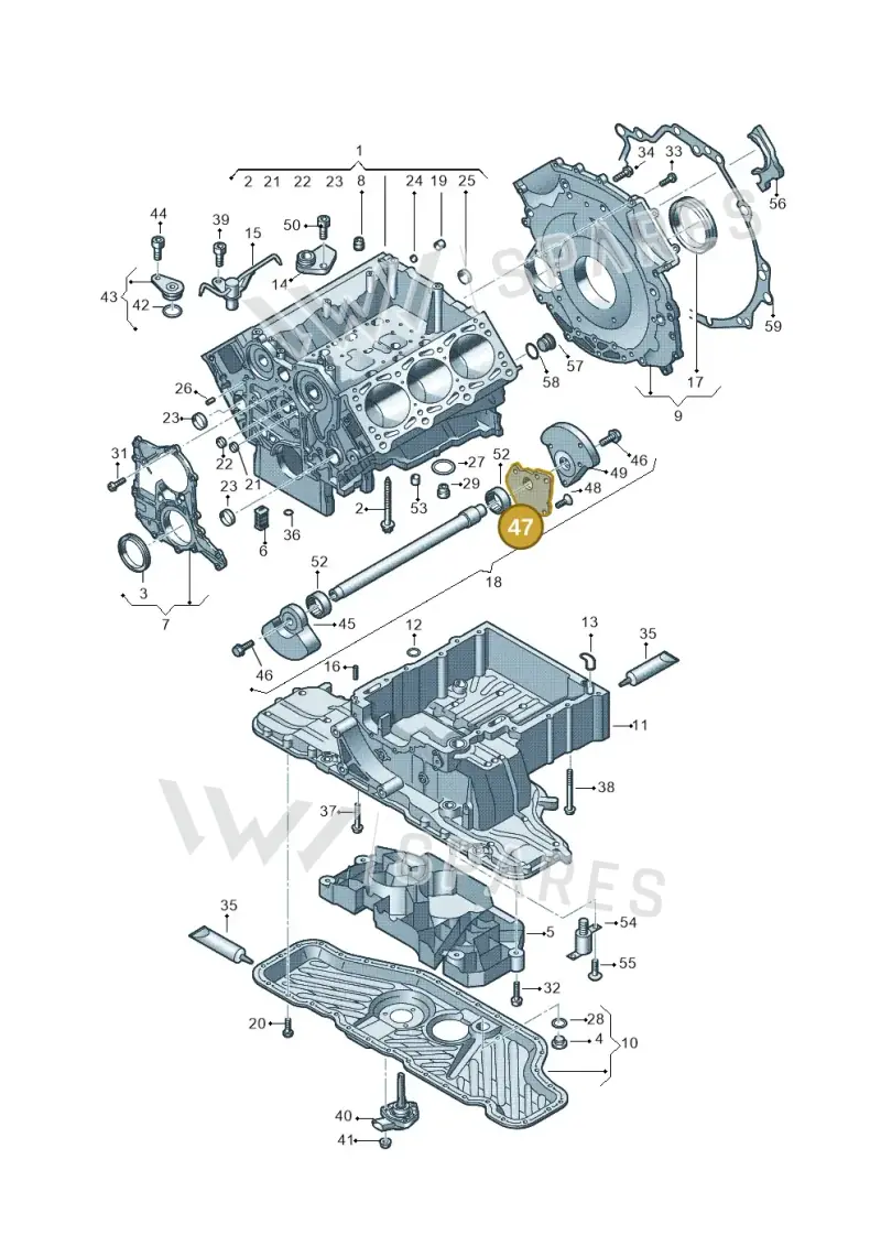 059103407D — Audi Q7 qu. 3.0 TDI (2009-2015) diagram 620103330, position 47