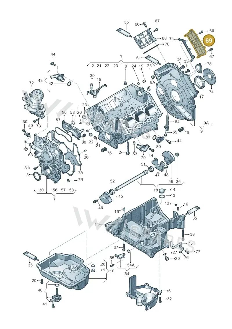 059109129AG — Audi A7 Sportback (2014-2018) diagram 675103520, position 69
