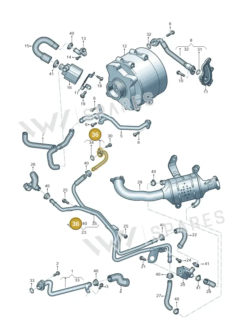 059121507BA — Audi A8L (2017-2022) diagram 838121019, position 36