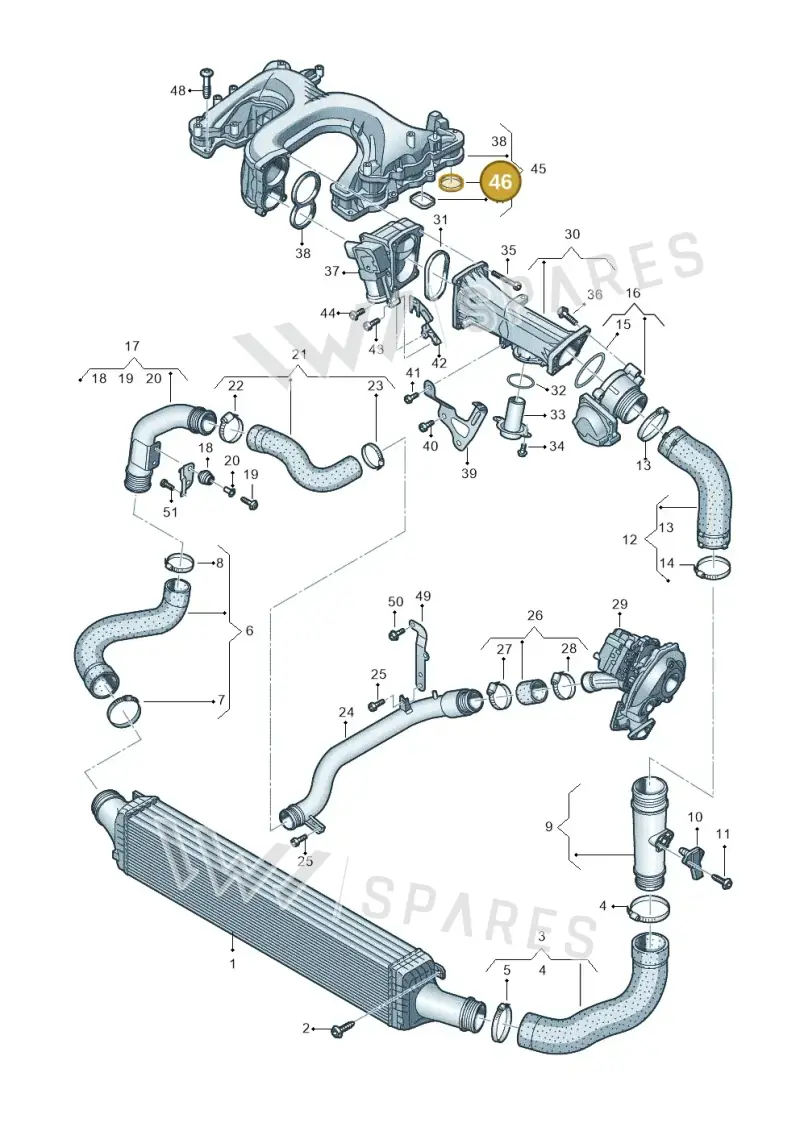 059129717N — Audi A8L qu. 3.0 TDI (2013-2018) diagram 696145450, position 46