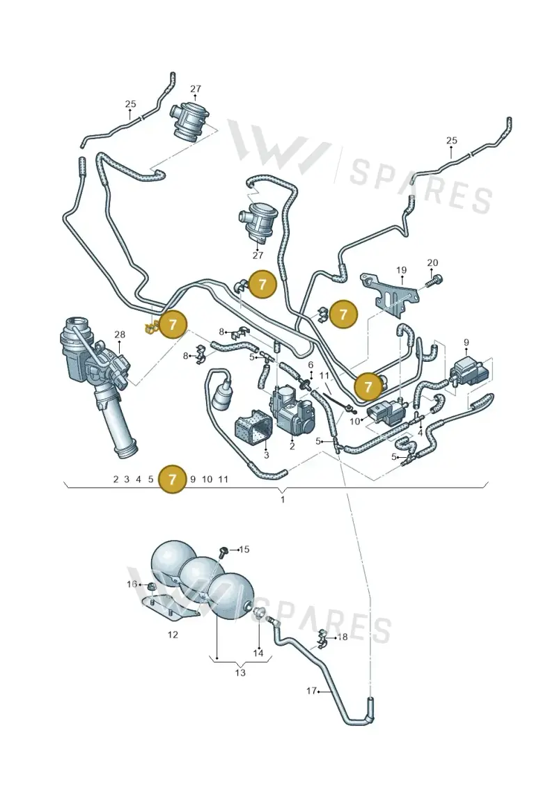 059131694M — Audi A8L qu. 3.0 TDI (2013-2018) diagram 696133330, position 7