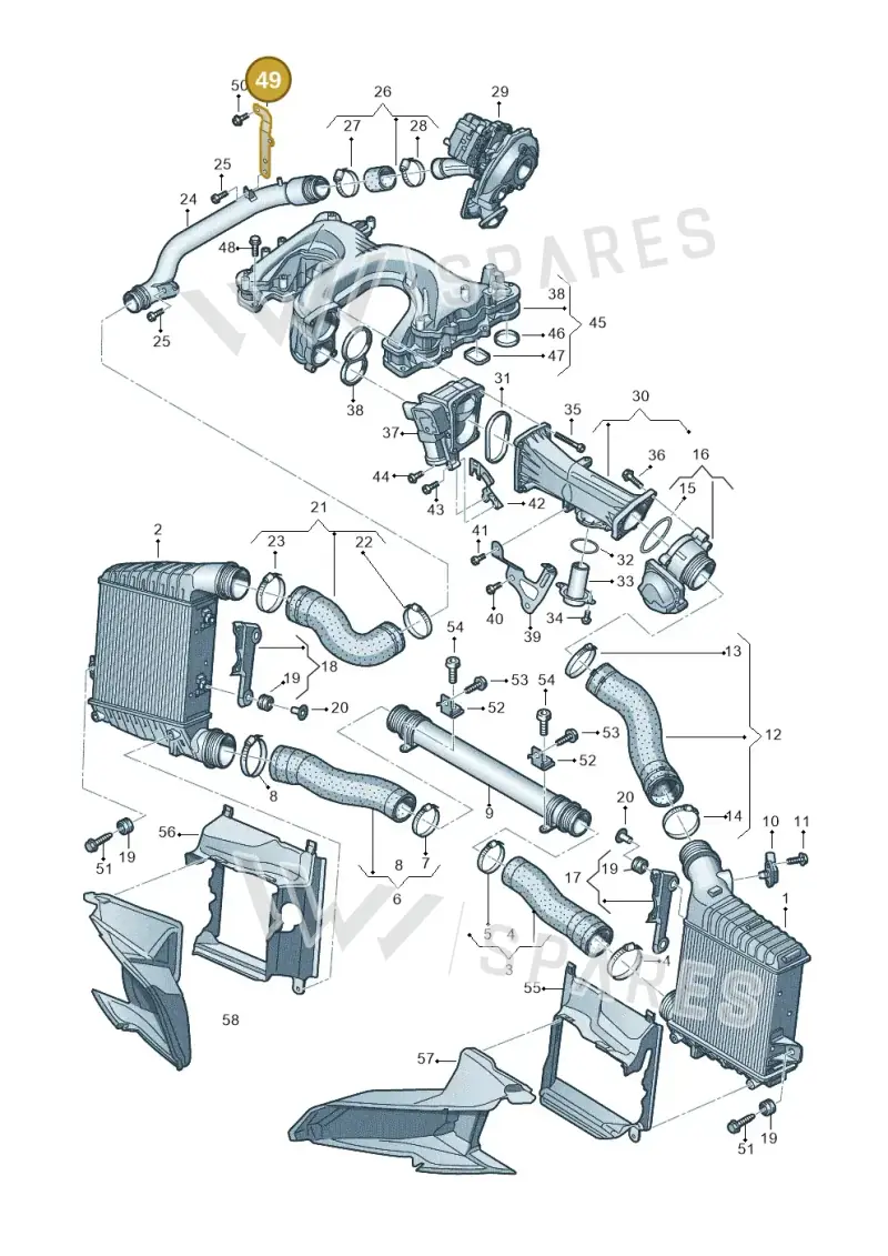 059145764D — Audi A8L qu. 3.0 TDI (2013-2018) diagram 696145480, position 49