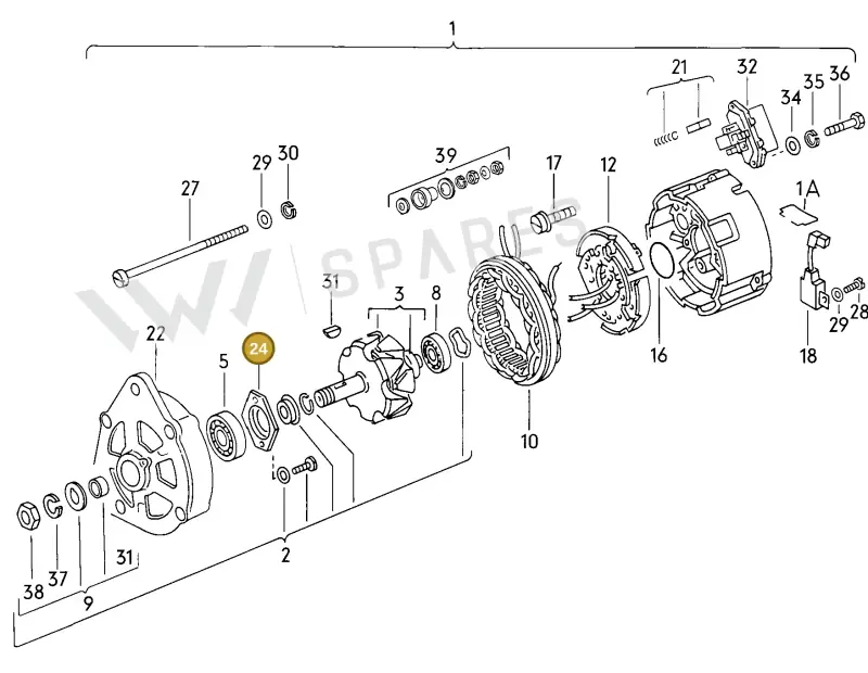 059903543 — Audi 5000 S/Wagon qu. (1987-1988) diagram 005150000, position 24