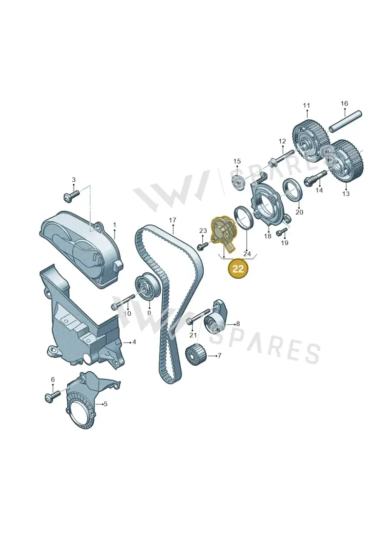 05C906423A — Audi A3 Sportback (2019-2021) diagram 596109031, position 22