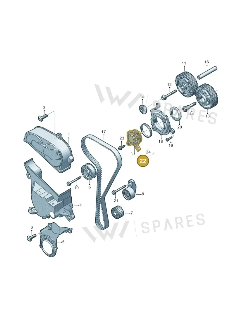 05C906423E — Audi A3 Sportback (2019-2021) diagram 596109031, position 22