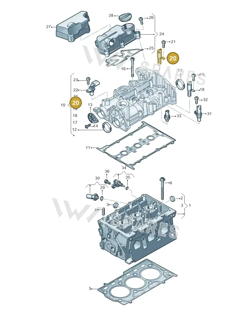 05C906455A — Audi A3 Sportback (2019-2021) diagram 596103023, position 20