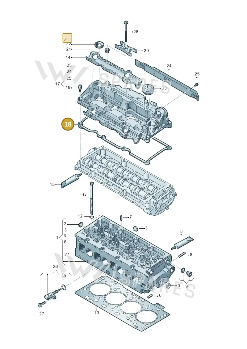 05L103483E — Audi A3 Sportback (2019-2021) diagram 596103611, position 18