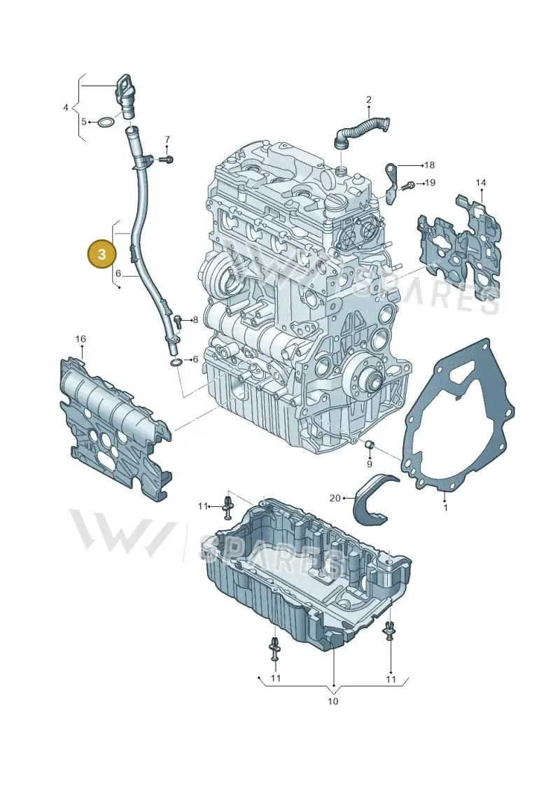 05L103634A — Audi A6 2.0 (2018-) diagram 430100090, position 3