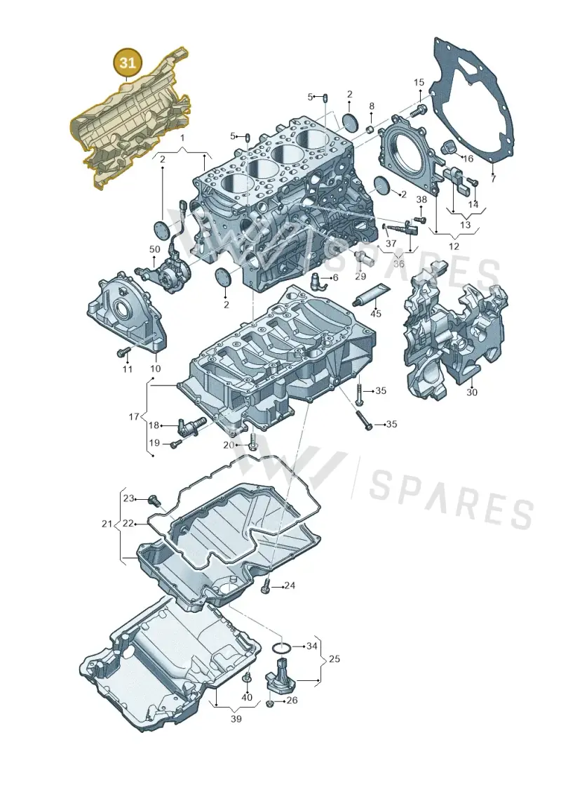 05L103954Q — Audi A5 Limo 2.0 (2024-) diagram 8wh103550, position 31
