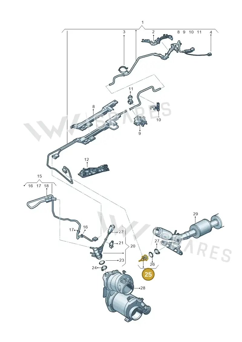 05L131113E — Audi A3 Sportback (2019-2021) diagram 596201540, position 25