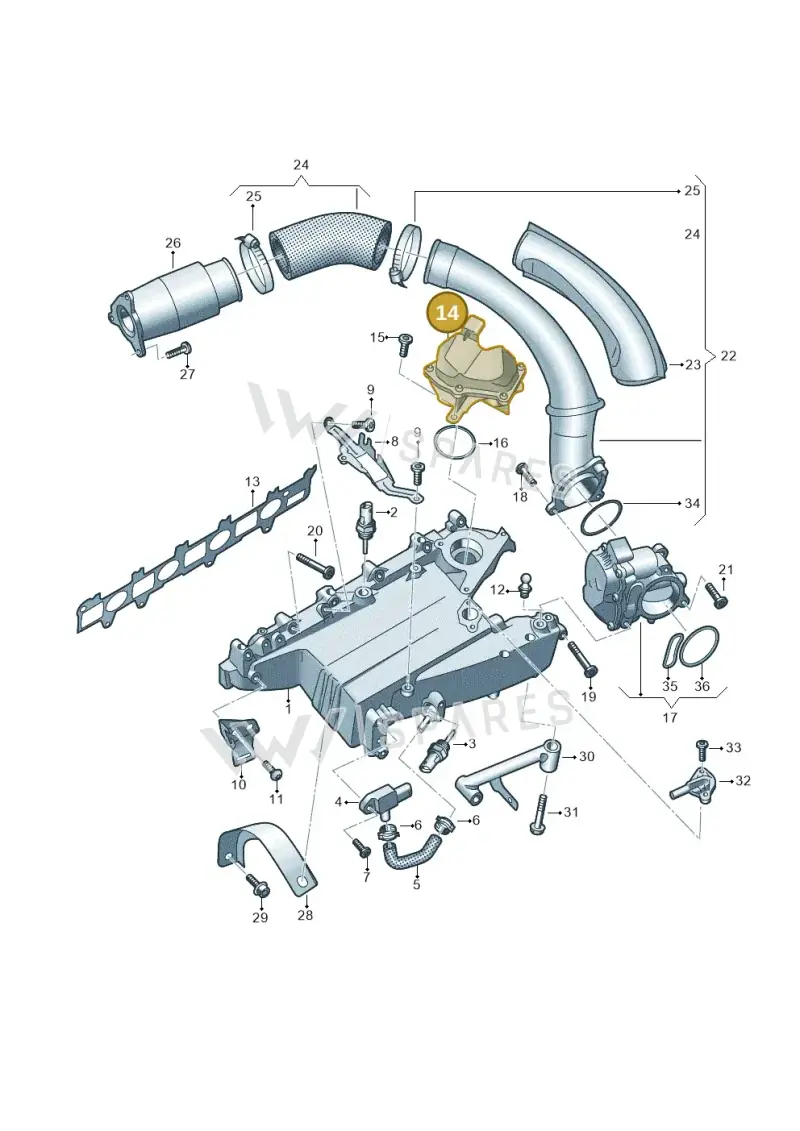 05L131501M — Audi A5 Limo 2.0 (2024-) diagram 430129050, position 14