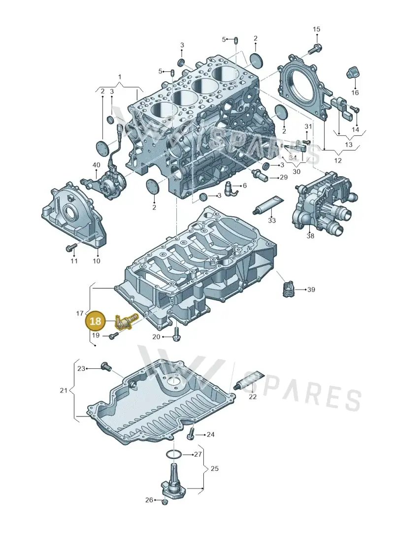 05L906455M — Audi A3 Sportback (2019-2021) diagram 596103500, position 18