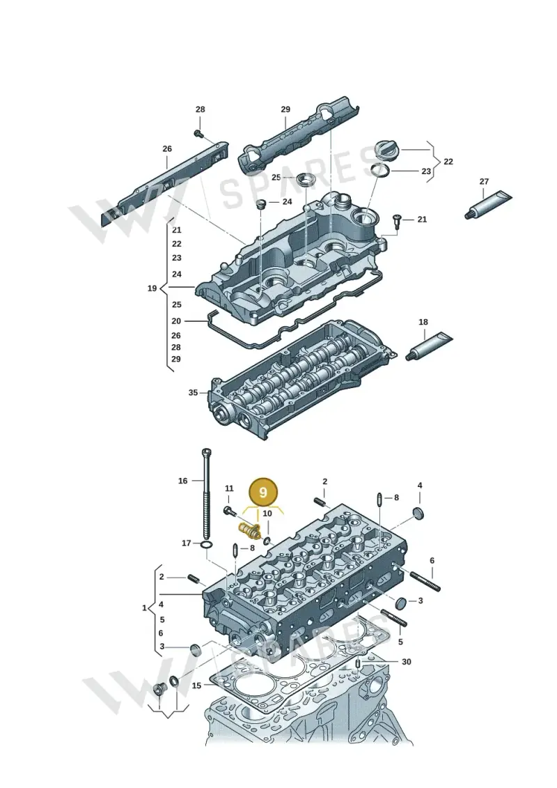 05L919501B — Audi A6 2.0 (2018-) diagram 849103056, position 9
