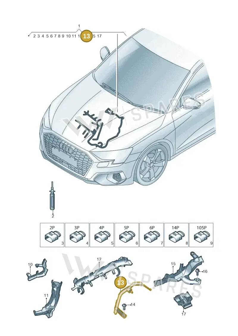 05L971824E — Audi A3 Sportback (2019-2021) diagram 596971400, position 13