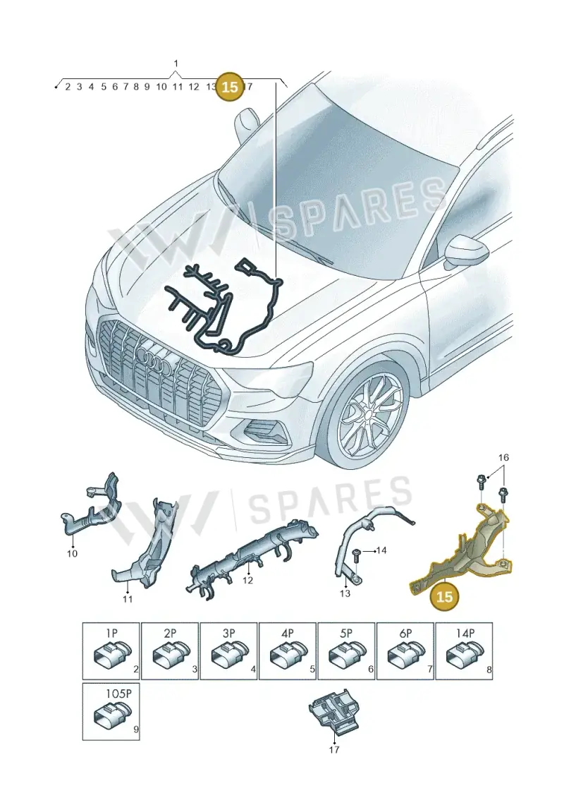05L971824F — Audi Q3 quattro (2018-2019) diagram 597971450, position 15