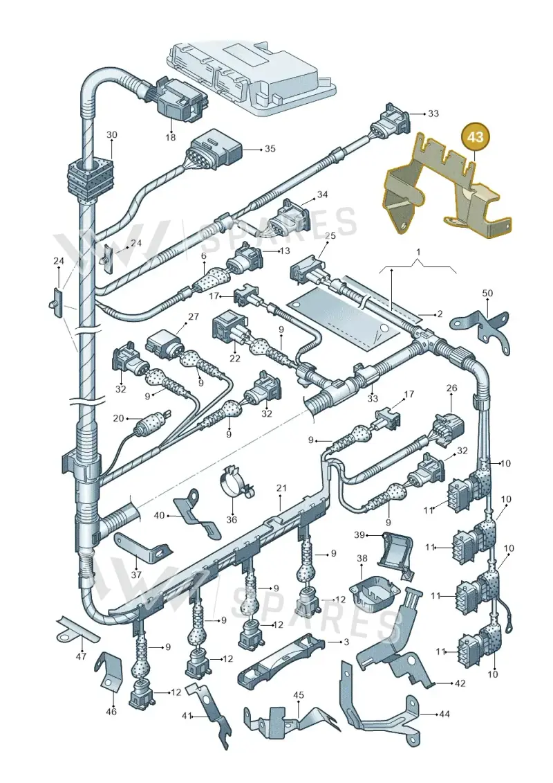 06A971502AD — Audi TT Coupe/Roadster (1999-2002) diagram 229971150, position 43