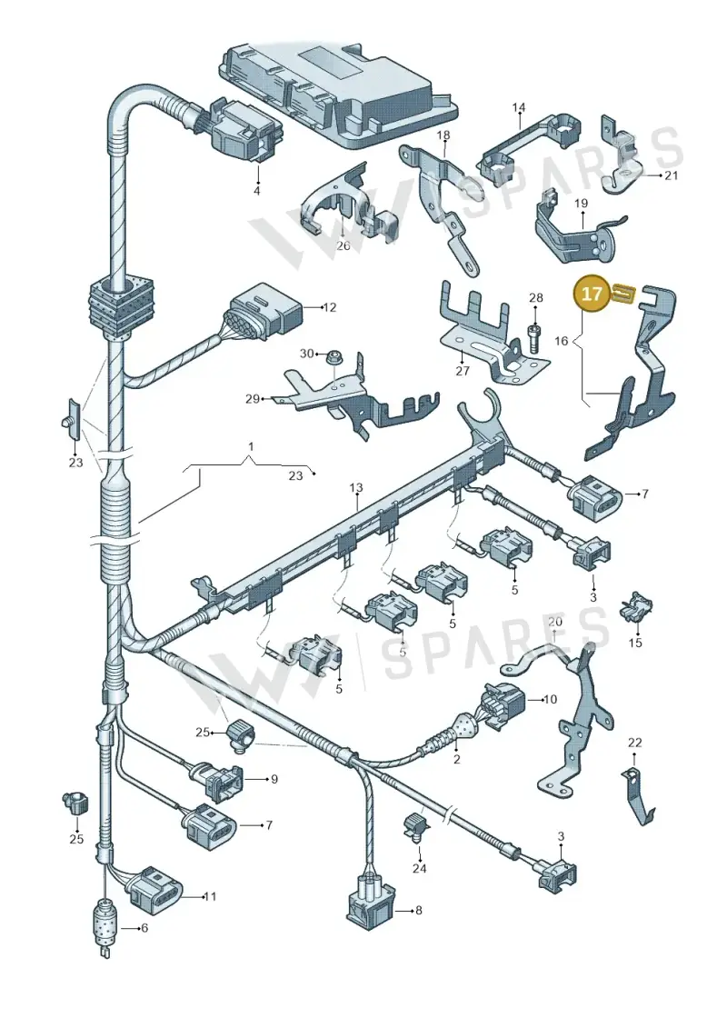 06A971845S — Audi A3 Sportback (2008-2013) diagram 646971050, position 17