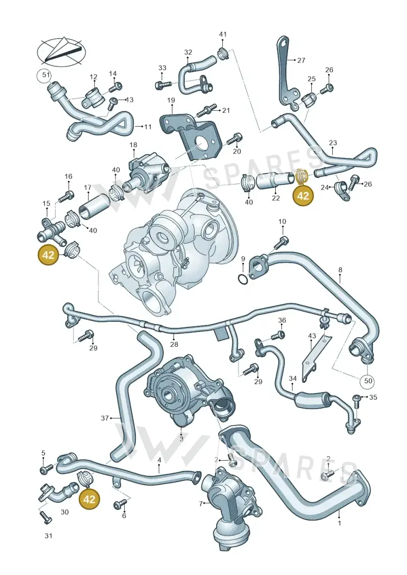 06B145917A — Audi Q8 Quattro 3,0 (2018-) diagram 429121037, position 42