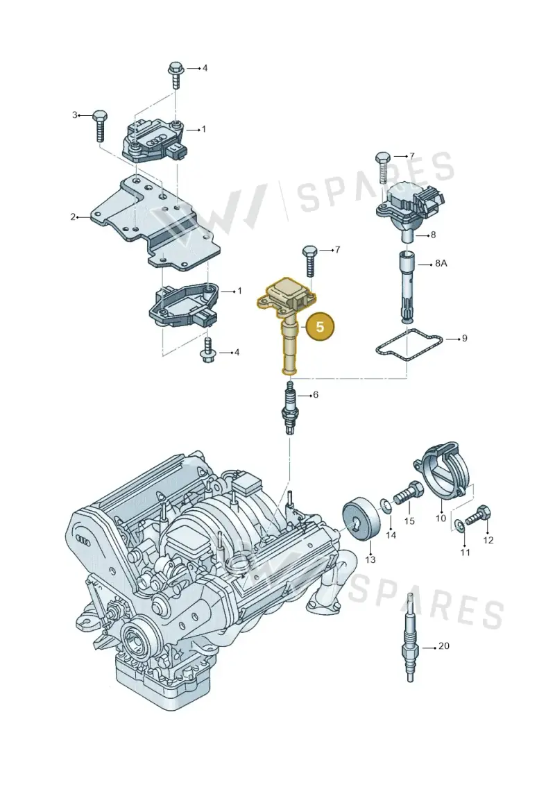 06B905115E — Audi RS6 qu. (2003-2004) diagram 153905350, position 5