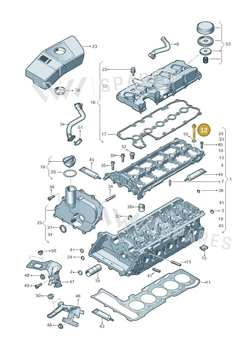 06D103385D — Audi RS3 Sportback (2015-2016) diagram 676103300, position 12