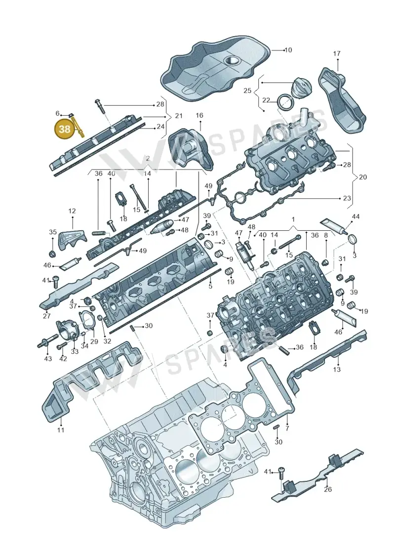 06E103239H — Audi Q7 qu. 3.0 TDI (2015-2019) diagram 771103250, position 38