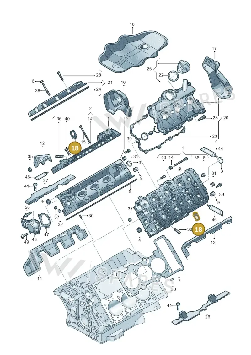 06E103411B — Audi A8L qu. 3.0 TDI (2009-2014) diagram 648103230, position 18