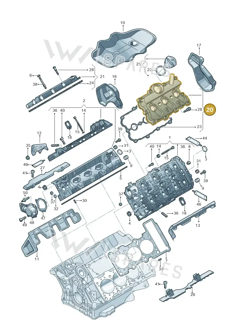 06E103471P — Audi A8L qu. 3.0 TDI (2009-2014) diagram 648103230, position 20