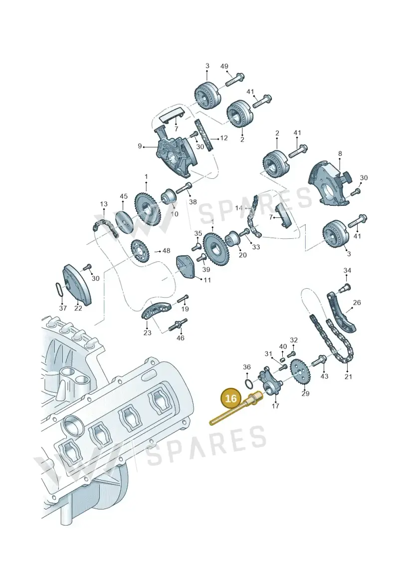 06E109339AA — Audi Q7 qu. 3.0 TDI (2015-2019) diagram 771109300, position 16
