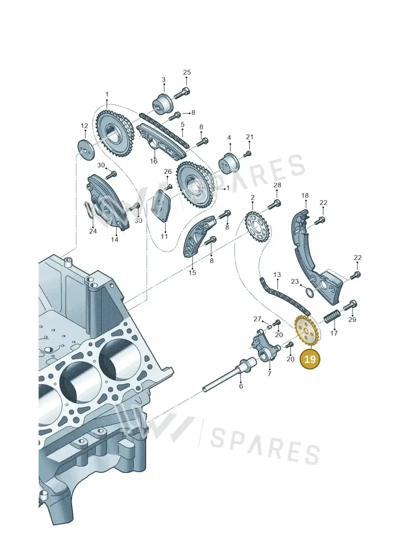 06E109570B — Audi A7 Sportback (2014-2018) diagram 711109200, position 19