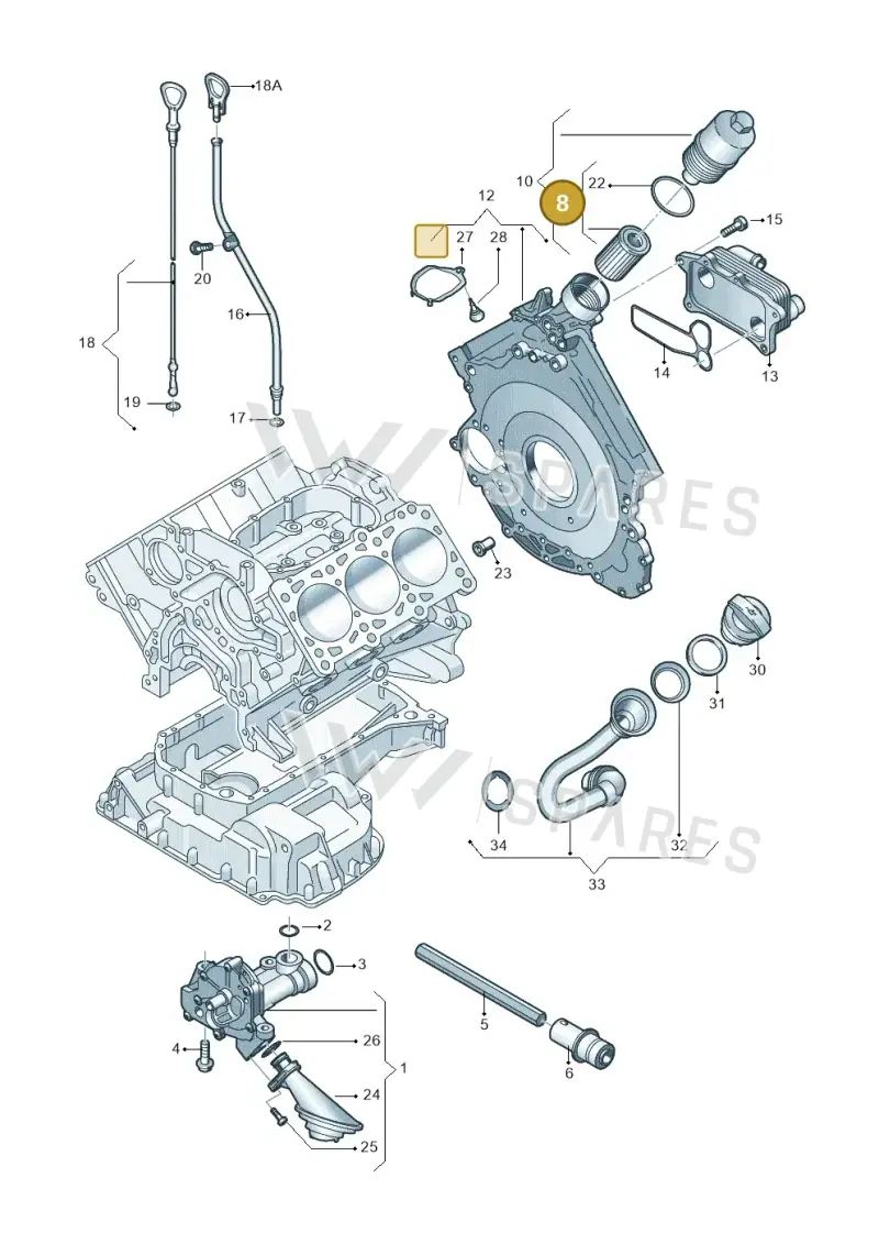 06E115562H — Audi Q7 qu. 3.0 TDI (2015-2019) diagram 859115050, position 8