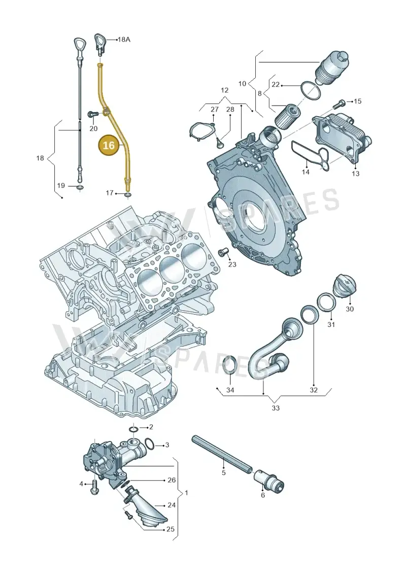 06E115630B — Audi Q7 qu. 3.0 TDI (2015-2019) diagram 859115050, position 16