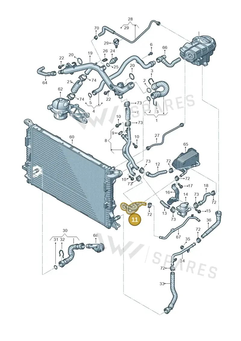 06E121030B — Audi A7 Sportback (2014-2018) diagram 711121300, position 11