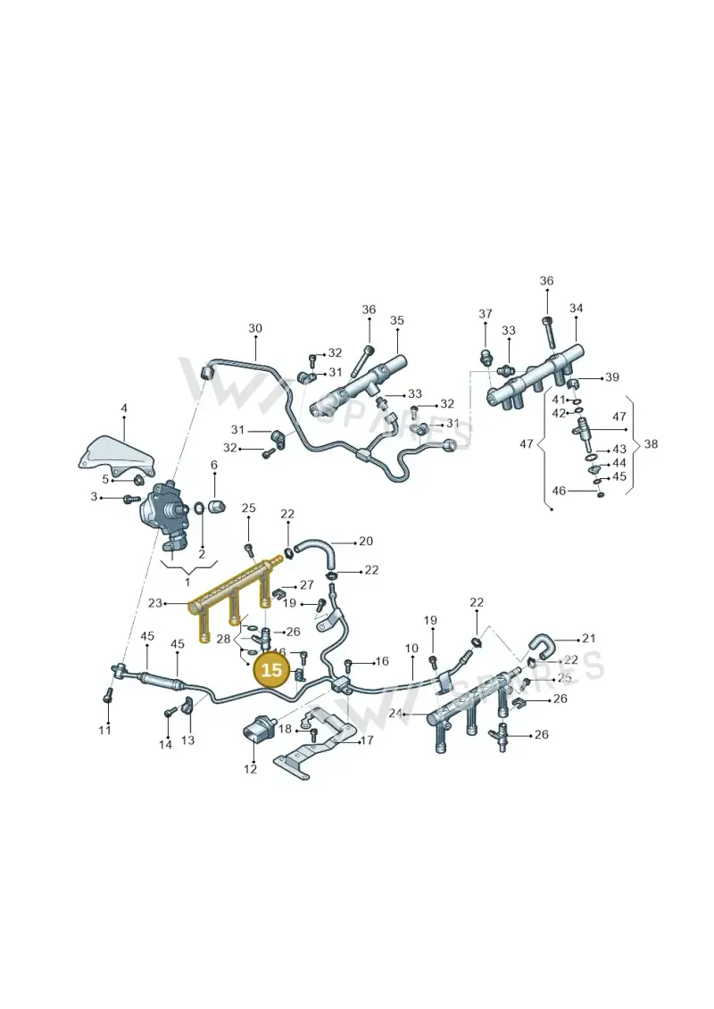 06E127233AC — Audi A6 1.8 (2015-2019) diagram 887133230, position 15