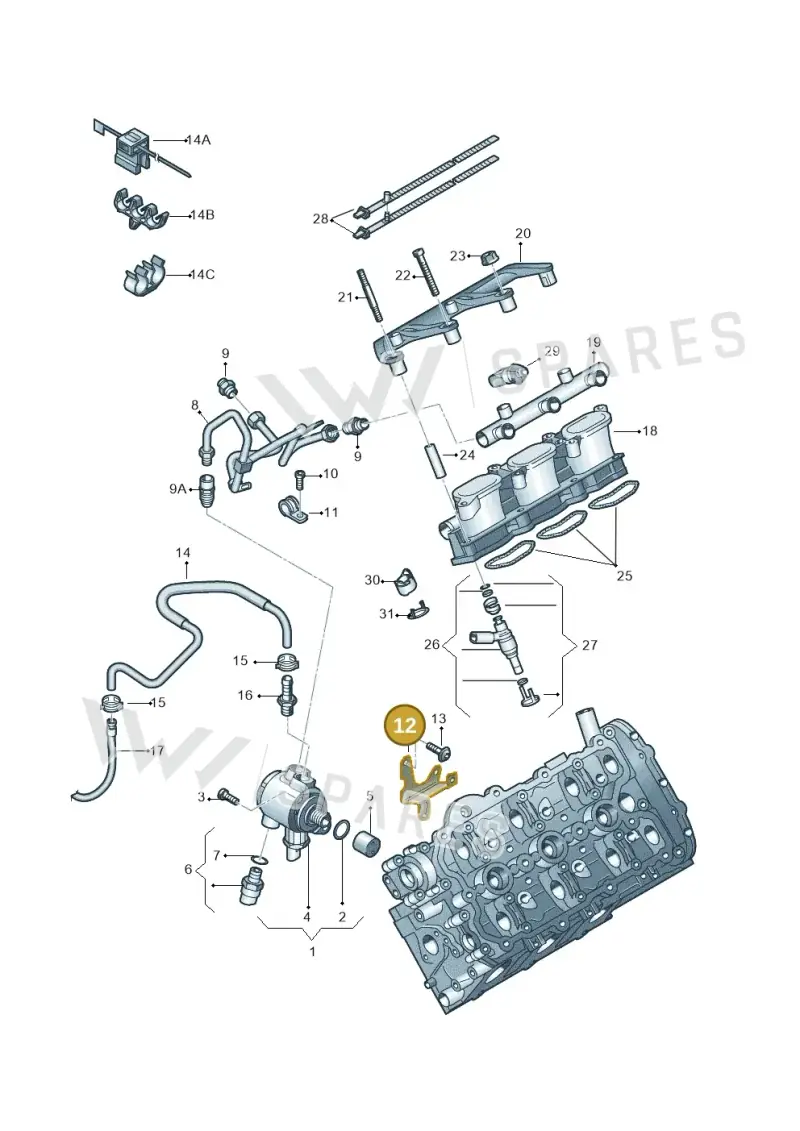 06E127233M — Audi A7 Sportback (2014-2018) diagram 448133730, position 12