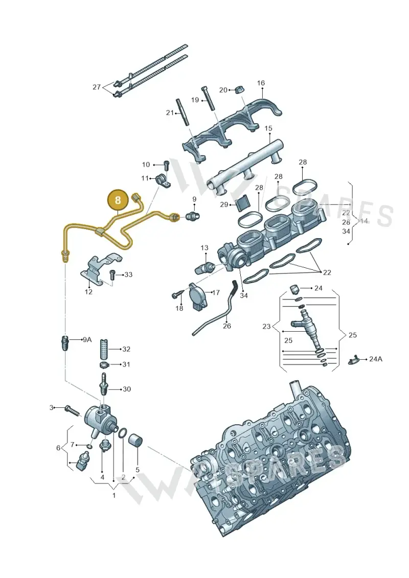06E127501AA — Audi A6 Av. qu. 3.0 (2012-2018) diagram 648133540, position 8