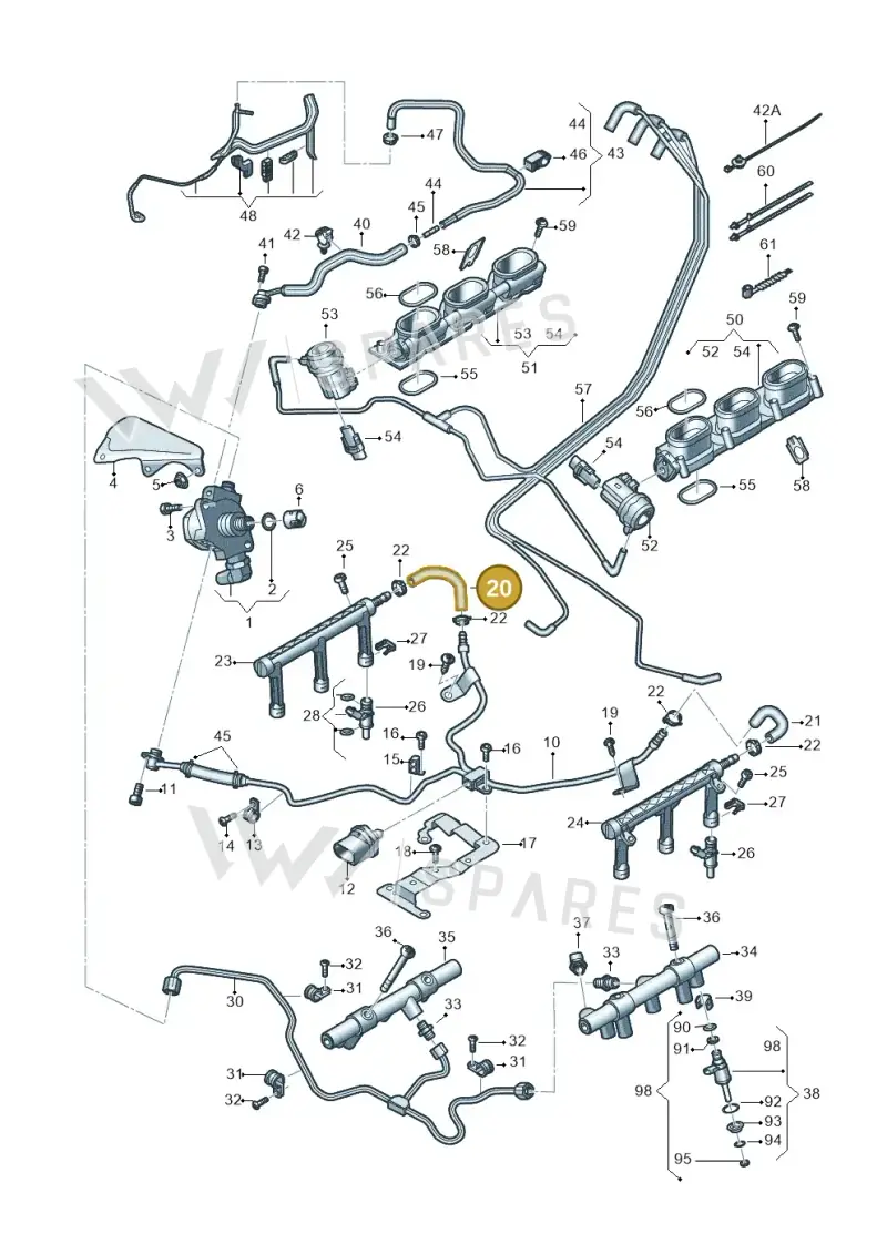 06E127513AA — Audi Q7 qu. 3.0 TDI (2015-2019) diagram 771133240, position 20