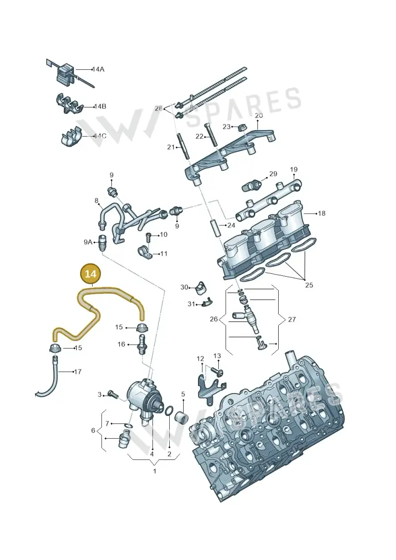 06E127513AC — Audi A7 Sportback (2014-2018) diagram 448133730, position 14