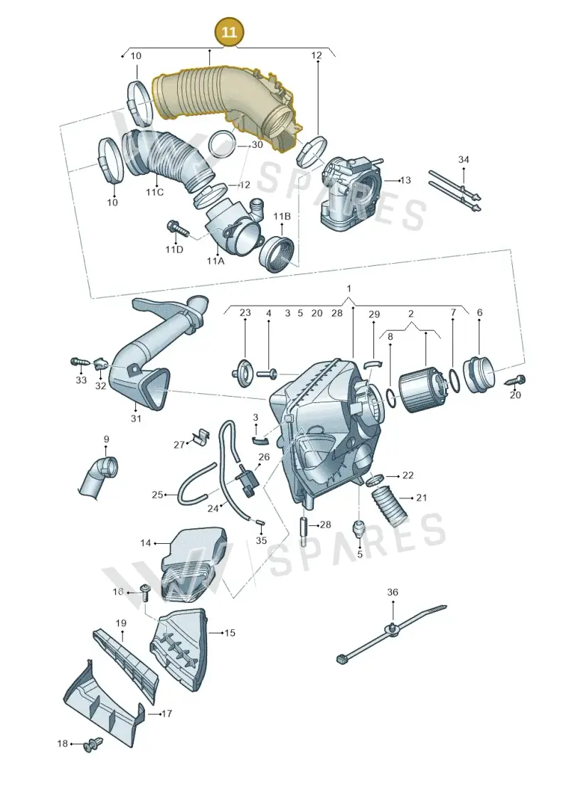 06E129629E — Audi A6 2.7 TDI (2008-2011) diagram 448133400, position 11