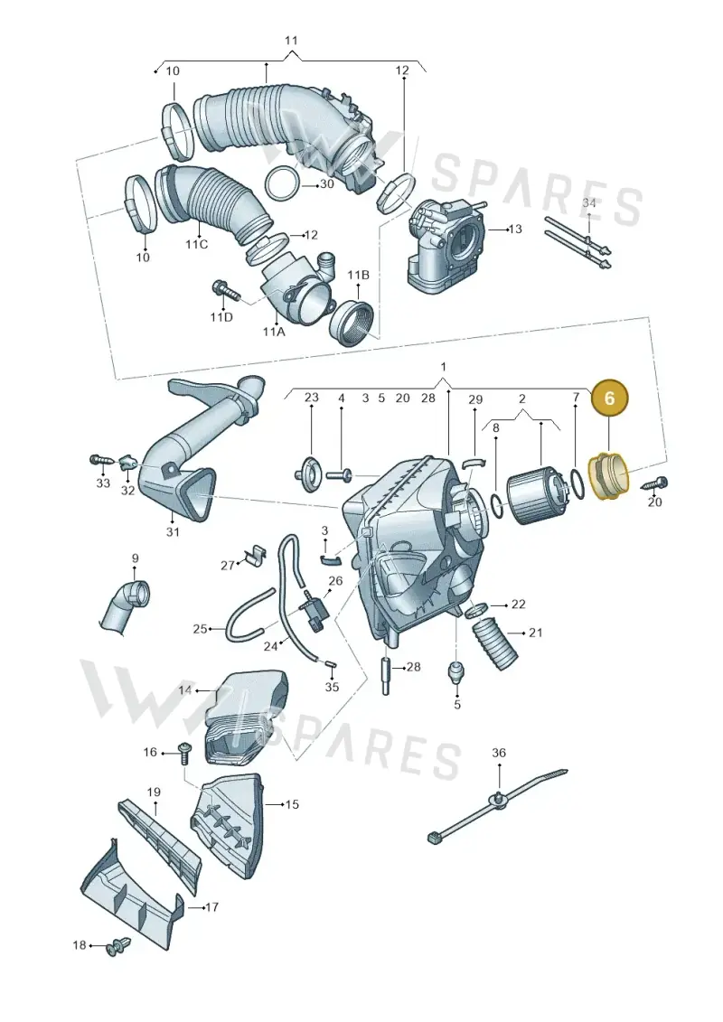 06E129638B — Audi A6 2.7 TDI (2008-2011) diagram 448133400, position 6