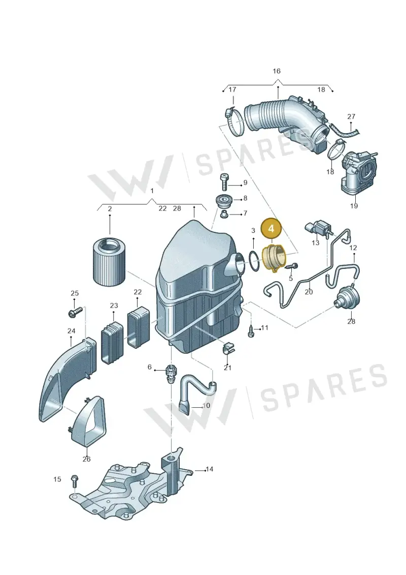 06E129638C — Audi A8/S8/qu. lang    08> (2007-) diagram 291133200, position 4