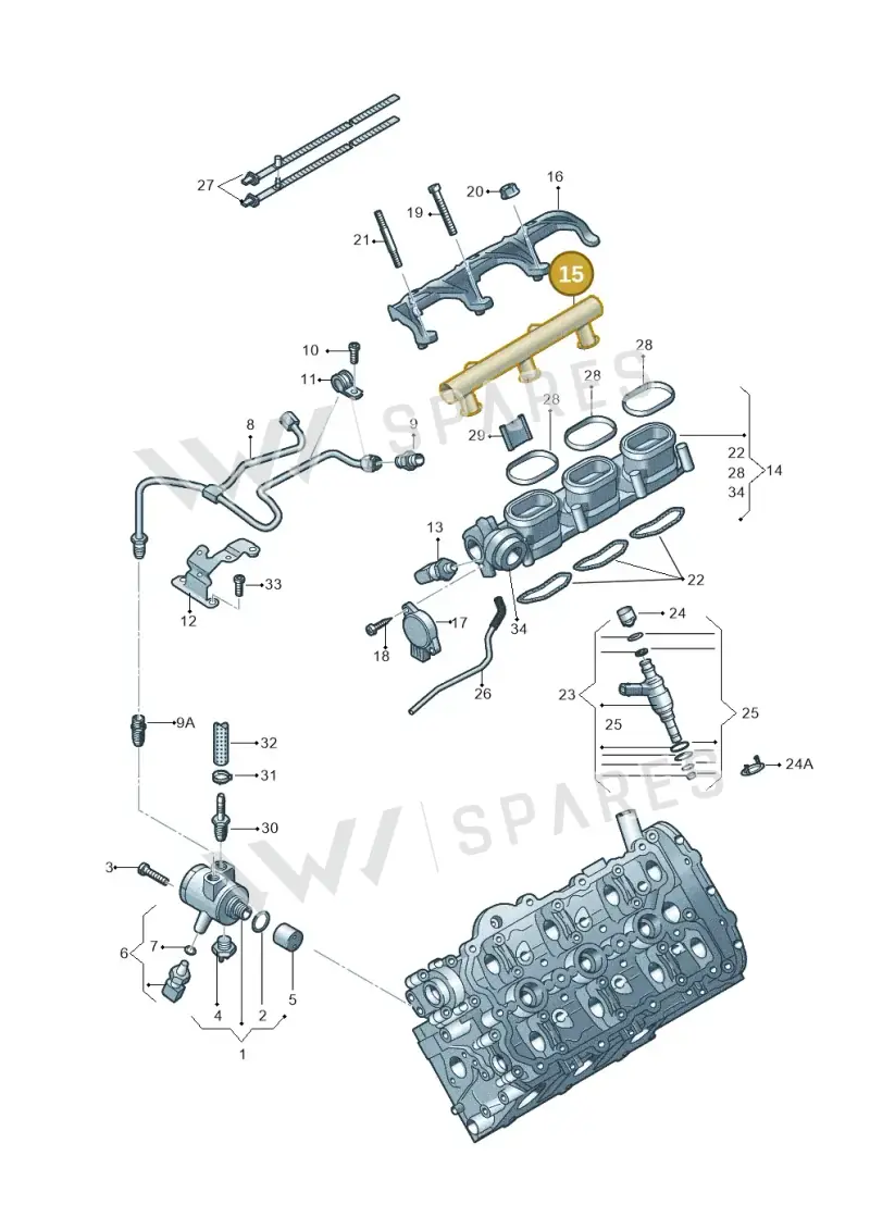06E130090T — Audi A6 Av. qu. 3.0 (2012-2018) diagram 648133540, position 15