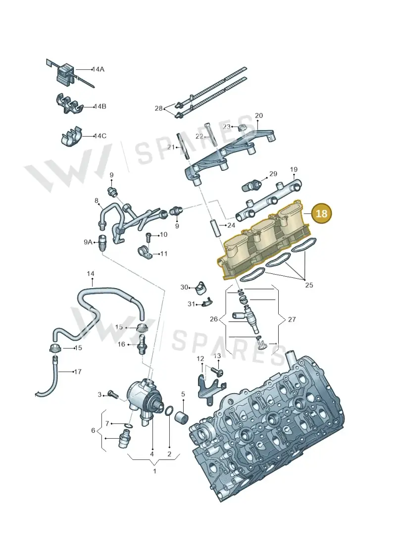 06E133125D — Audi A7 Sportback (2014-2018) diagram 448133730, position 18